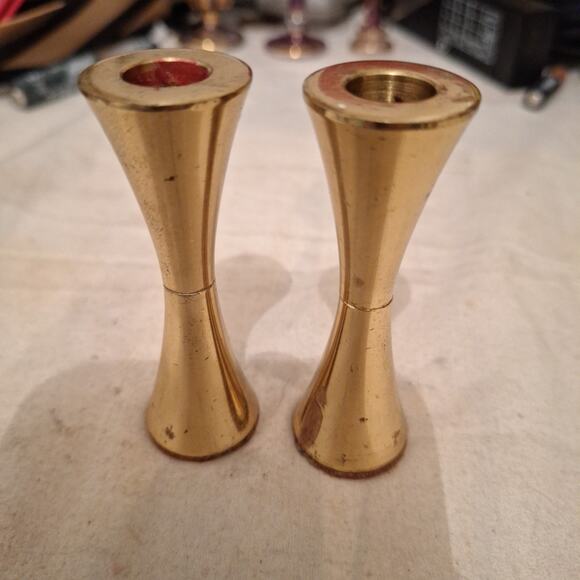 Set Of 2 Danish Mid century Brass candlesticks - Picture 2 of 5